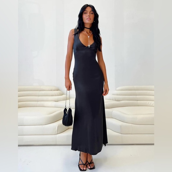 Princess Polly Dresses & Skirts - Princess Polly satin side slit maxi dress nwot